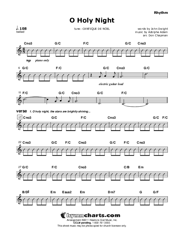 O Holy Night Rhythm Chart (Don Chapman)