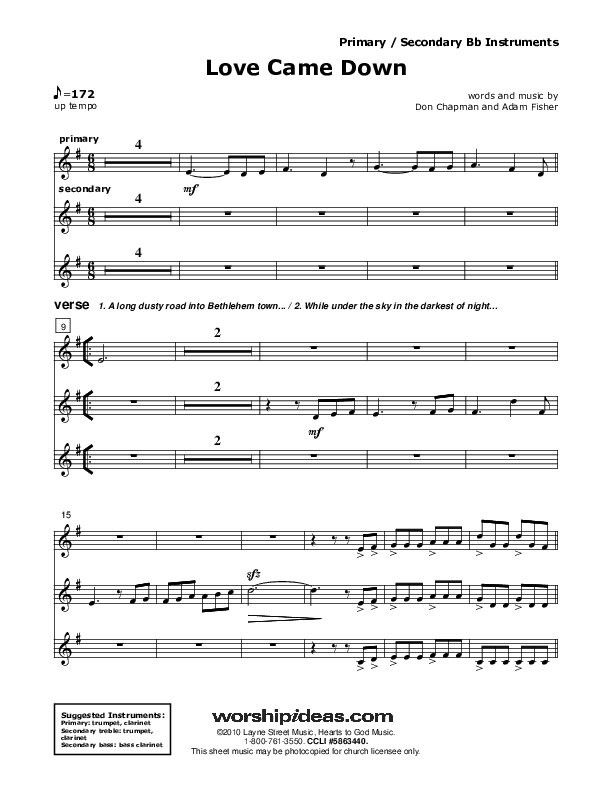 Love Came Down Bb Instruments (Don Chapman)