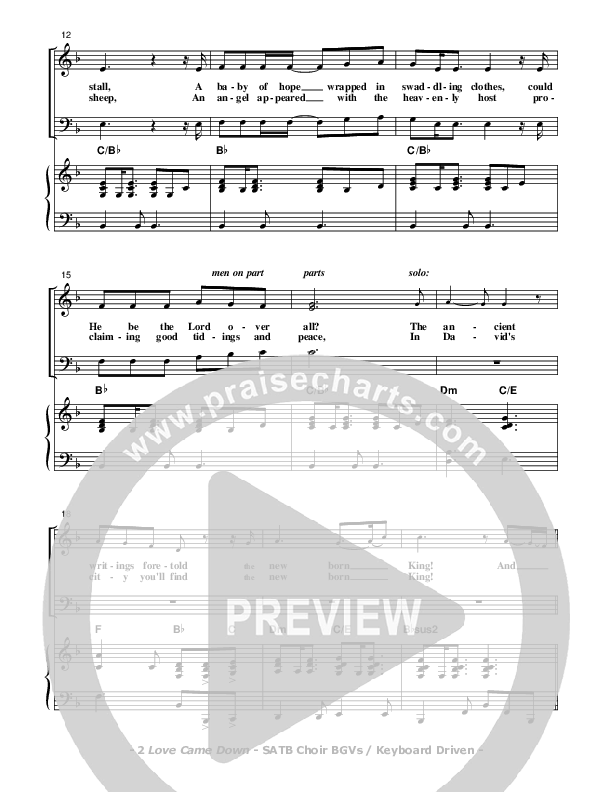 Love Came Down Choir Vocals (SATB) (Don Chapman)