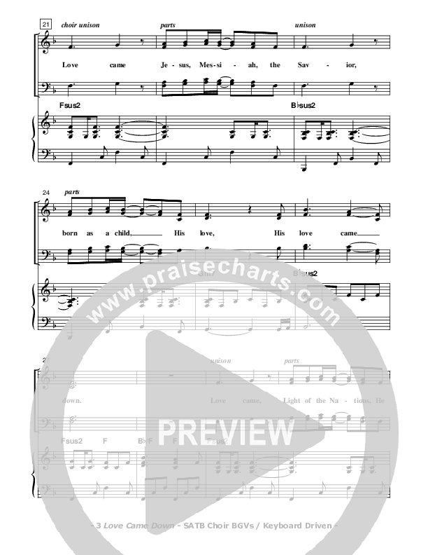 Love Came Down Choir Vocals (SATB) (Don Chapman)