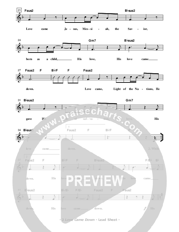 Love Came Down Lead Sheet (Don Chapman)