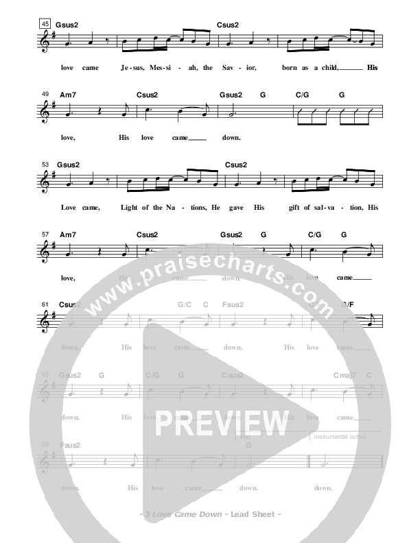 Love Came Down Lead Sheet (Don Chapman)