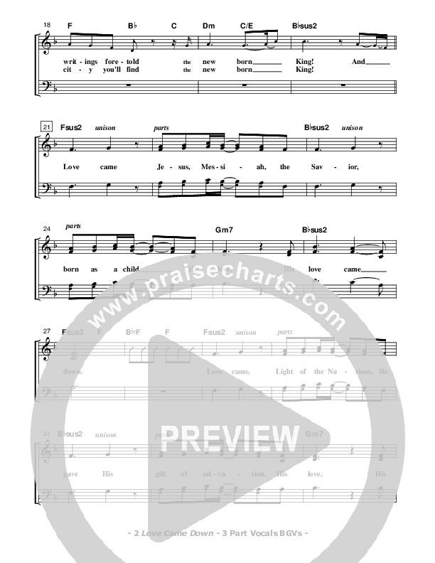 Love Came Down Lead Sheet (SAT) (Don Chapman)