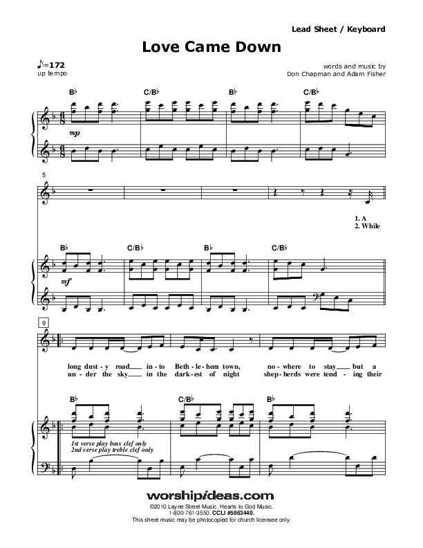 Love Came Down Piano/Vocal (Don Chapman)