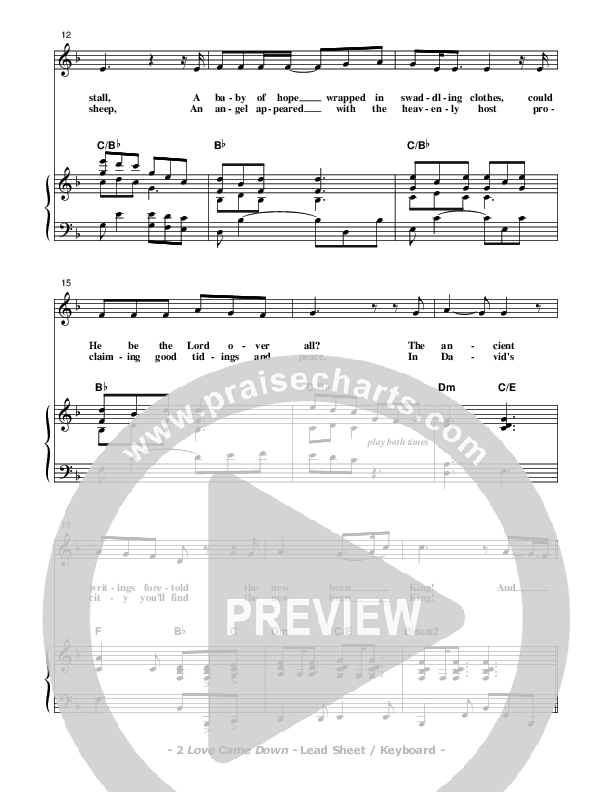 Love Came Down Piano/Vocal (Don Chapman)