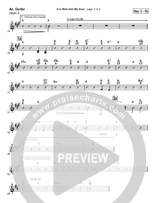 It is Well With My Soul Acoustic Guitar (PraiseCharts / Traditional Hymn)