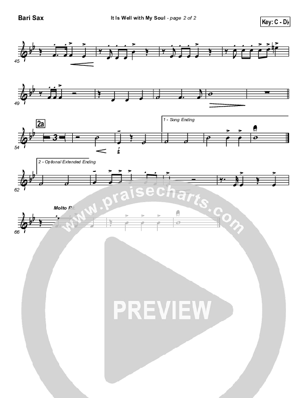 It is Well With My Soul Bari Sax (PraiseCharts / Traditional Hymn)
