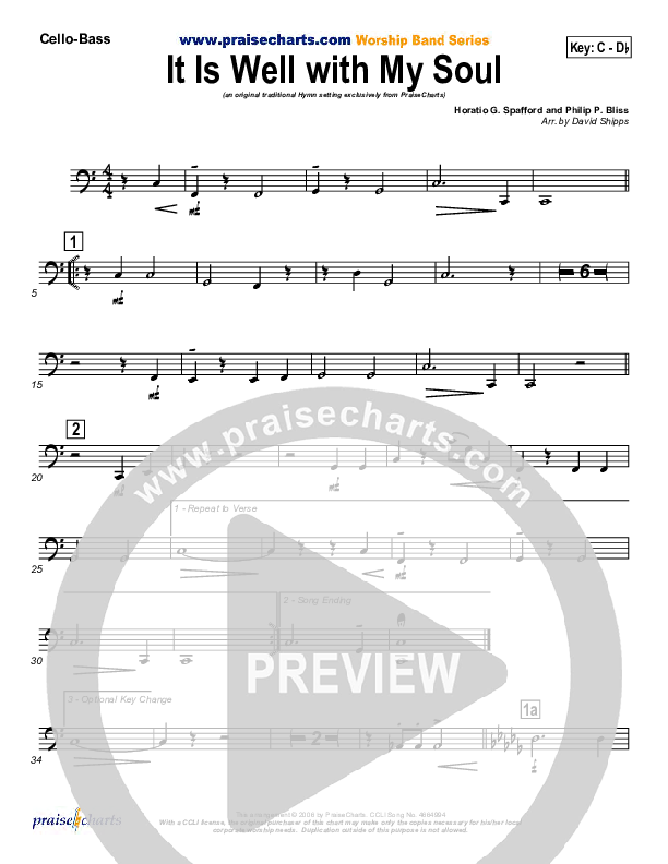 It is Well With My Soul Cello/Bass (PraiseCharts / Traditional Hymn)