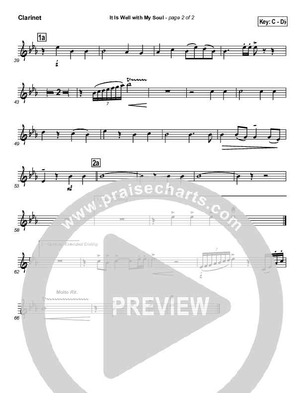 It is Well With My Soul Clarinet (PraiseCharts / Traditional Hymn)