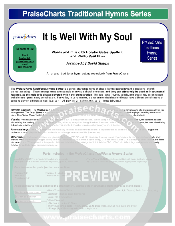 It is Well With My Soul Orchestration (PraiseCharts / Traditional Hymn)