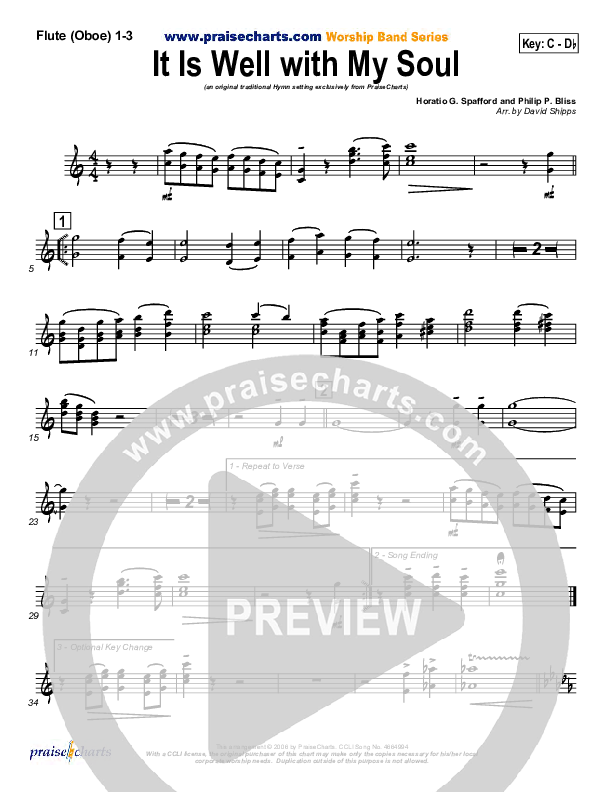 It is Well With My Soul Flute/Oboe 1/2/3 (PraiseCharts / Traditional Hymn)