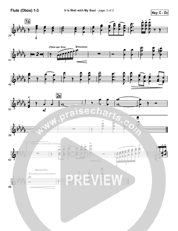 It is Well With My Soul Flute/Oboe 1/2/3 (PraiseCharts / Traditional Hymn)