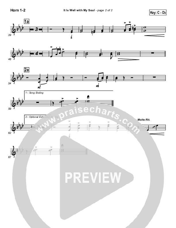 It is Well With My Soul French Horn 1/2 (PraiseCharts / Traditional Hymn)