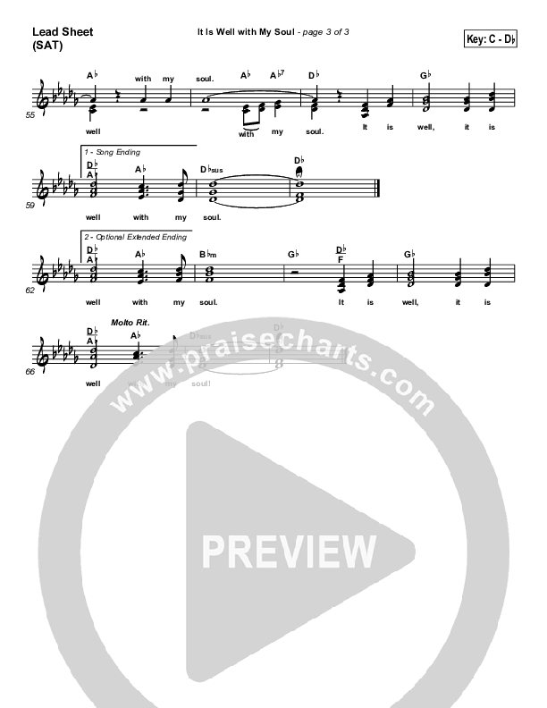 It is Well With My Soul Lead Sheet (SAT) (PraiseCharts / Traditional Hymn)