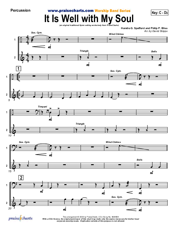 It is Well With My Soul Percussion (PraiseCharts / Traditional Hymn)