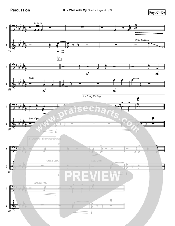 It is Well With My Soul Percussion (PraiseCharts / Traditional Hymn)
