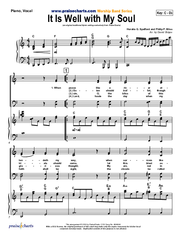 It is Well With My Soul Piano/Vocal (SATB) (PraiseCharts / Traditional Hymn)
