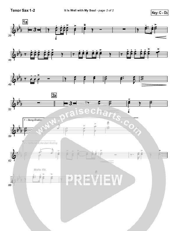 It is Well With My Soul Tenor Sax 1/2 (PraiseCharts / Traditional Hymn)