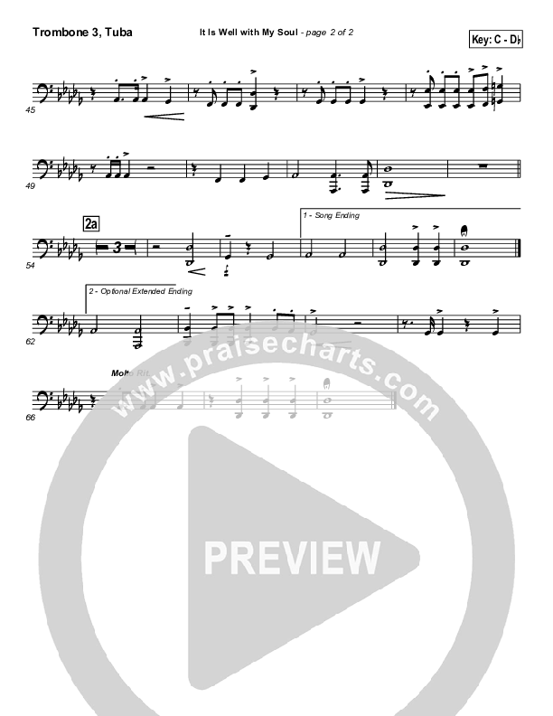It is Well With My Soul Trombone 3/Tuba (PraiseCharts / Traditional Hymn)