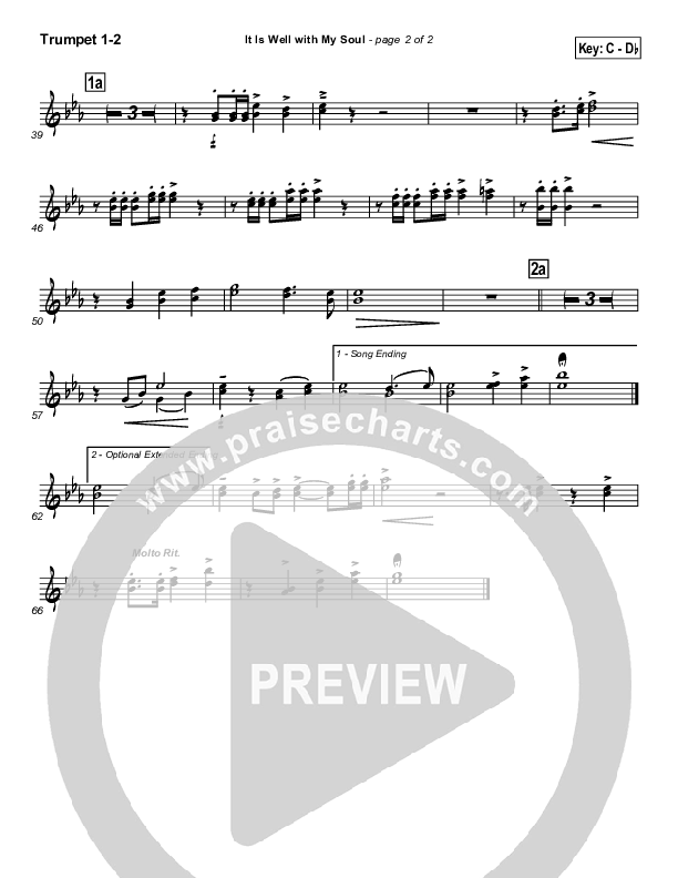 It is Well With My Soul Trumpet 1,2 (PraiseCharts / Traditional Hymn)