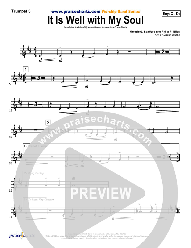 It is Well With My Soul Trumpet 3 (PraiseCharts / Traditional Hymn)