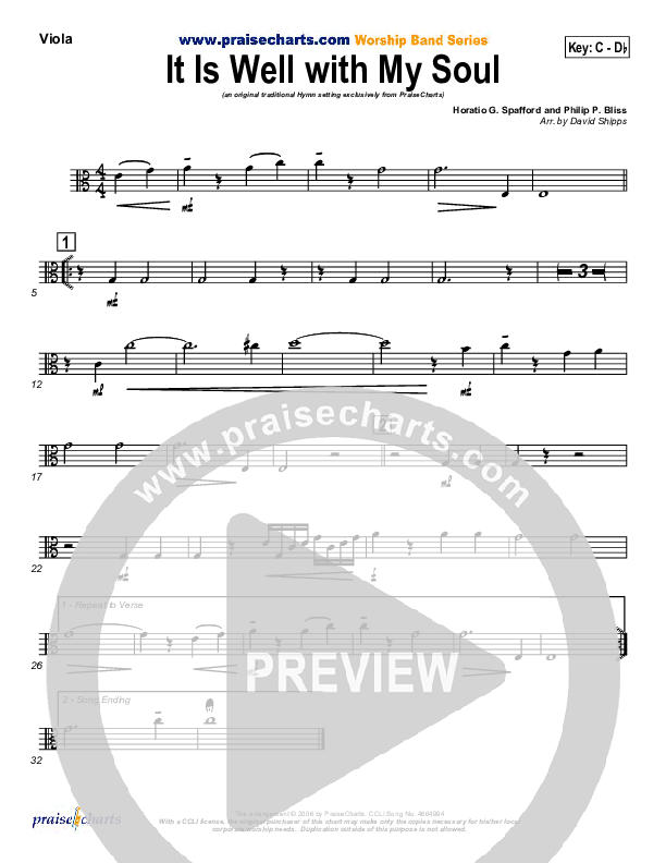 It is Well With My Soul Viola (PraiseCharts / Traditional Hymn)
