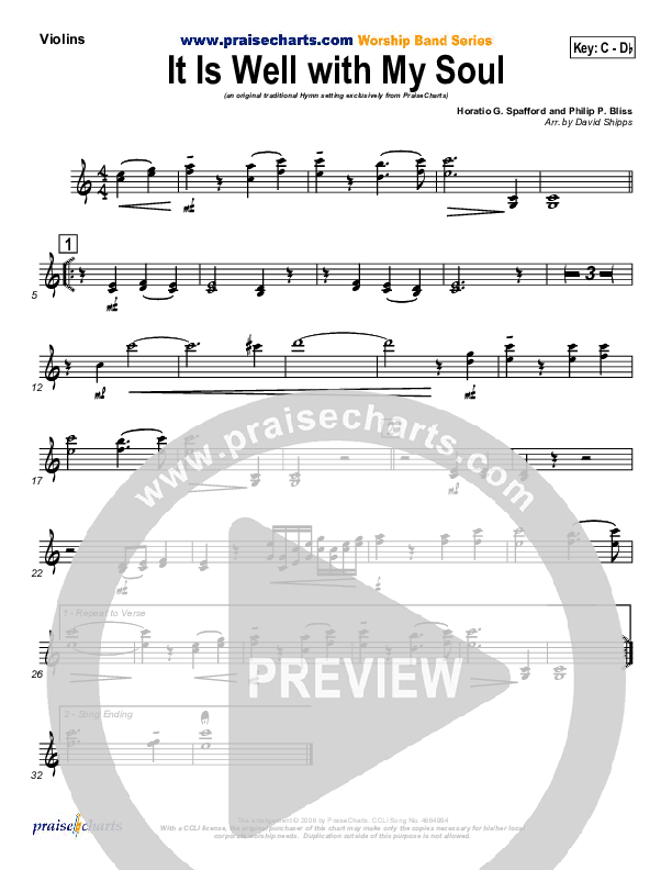 It is Well With My Soul Violins (PraiseCharts / Traditional Hymn)