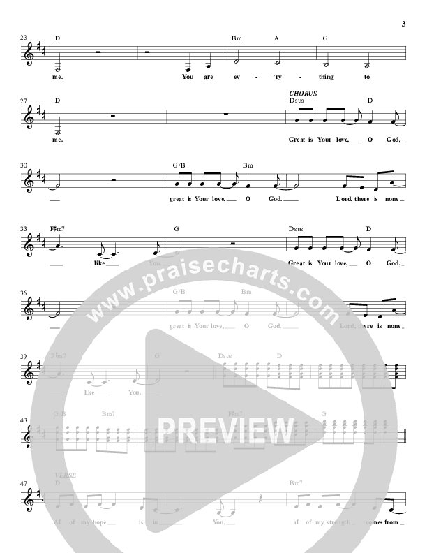 Great Is Your Love Lead Sheet (Planetshakers)