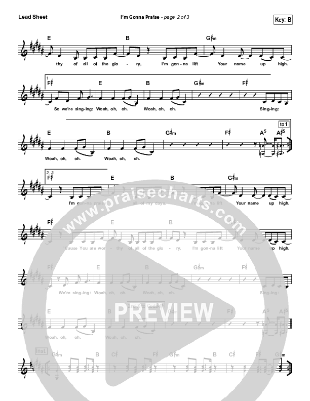 I'm Gonna Praise Lead Sheet (SAT) (Planetshakers)
