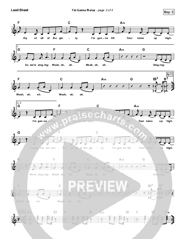 I'm Gonna Praise Lead Sheet (Planetshakers)