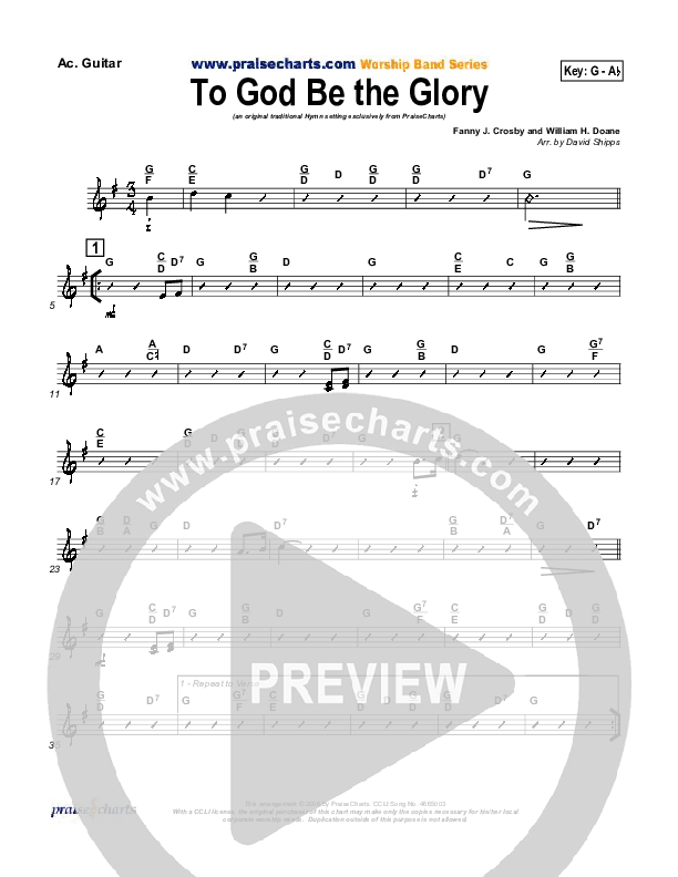 To God Be The Glory Acoustic Guitar (Traditional Hymn / PraiseCharts)