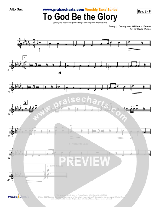 To God Be The Glory Alto Sax (Traditional Hymn / PraiseCharts)