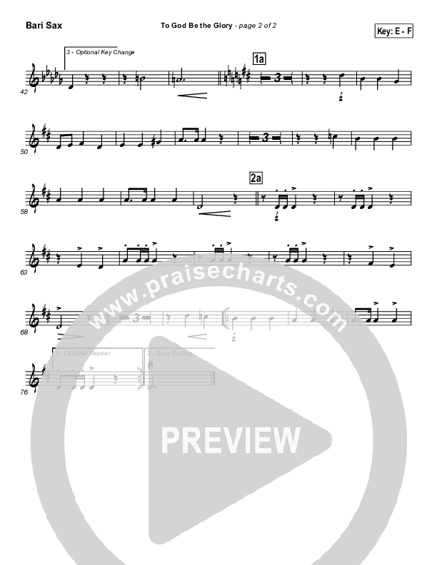 To God Be The Glory Bari Sax (Traditional Hymn / PraiseCharts)