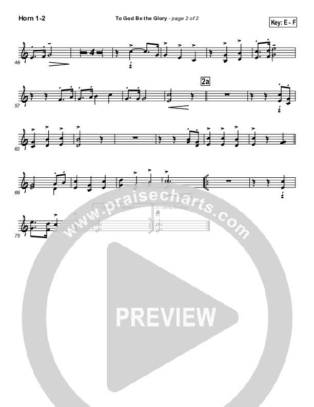 To God Be The Glory French Horn 1/2 (Traditional Hymn / PraiseCharts)