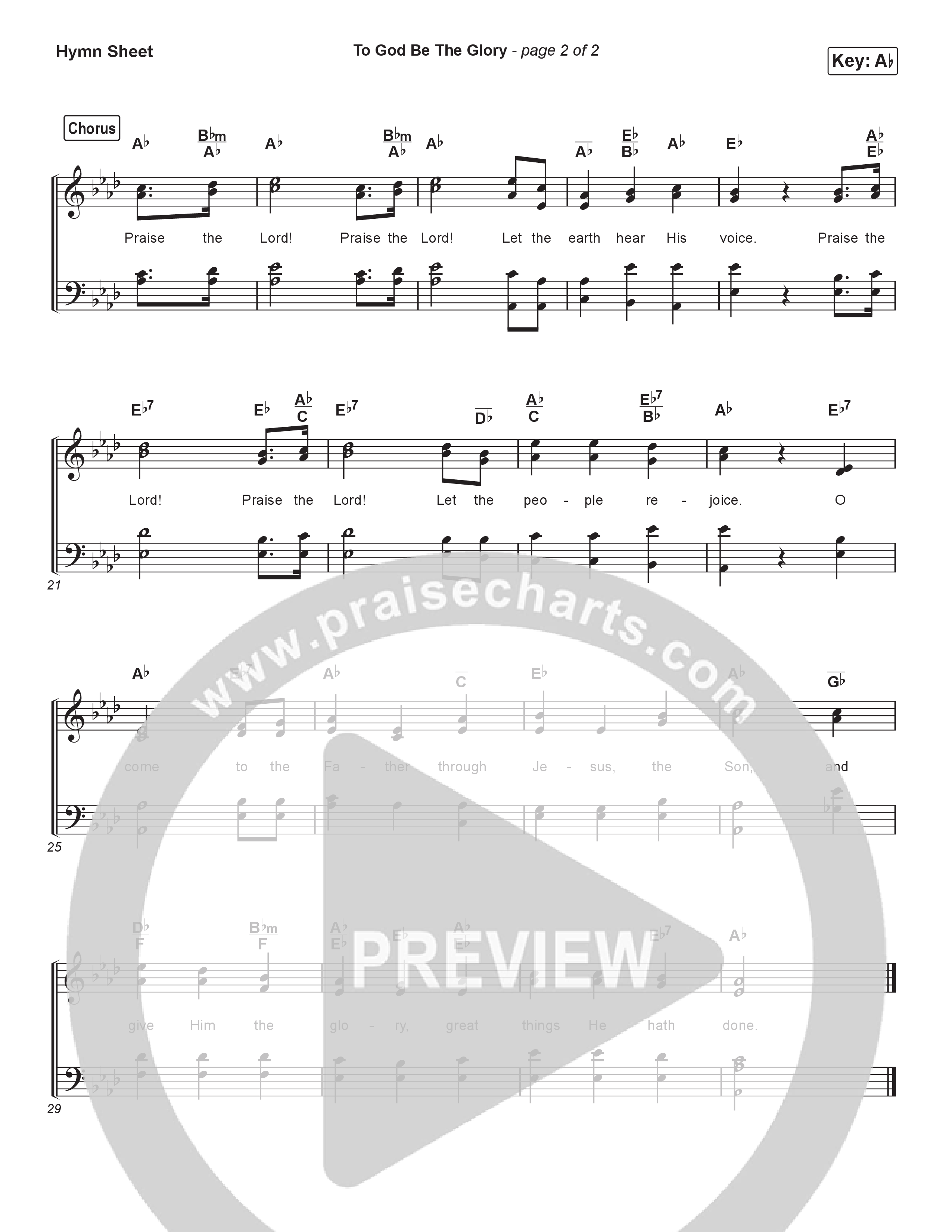 To God Be The Glory Hymn Sheet (Traditional Hymn / PraiseCharts)