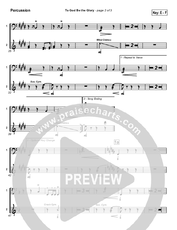 To God Be The Glory Percussion (Traditional Hymn / PraiseCharts)