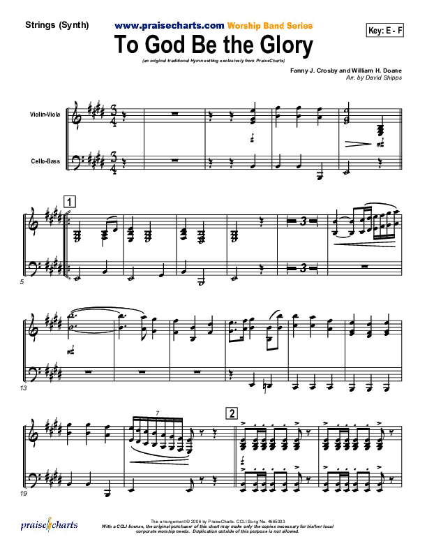 To God Be The Glory Synth Strings (Traditional Hymn / PraiseCharts)