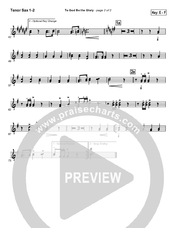 To God Be The Glory Tenor Sax 1/2 (Traditional Hymn / PraiseCharts)