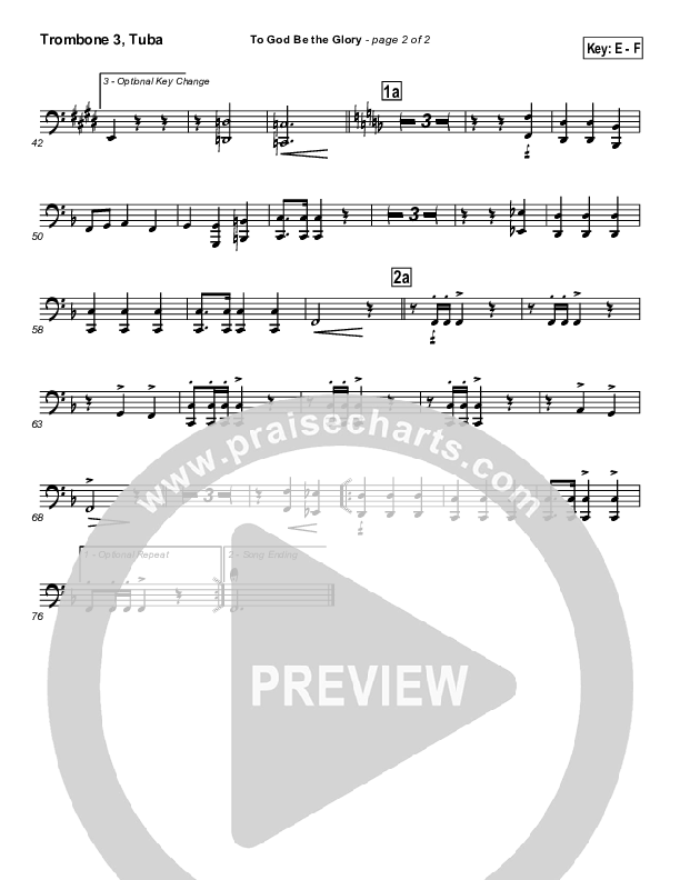 To God Be The Glory Trombone 3/Tuba (Traditional Hymn / PraiseCharts)