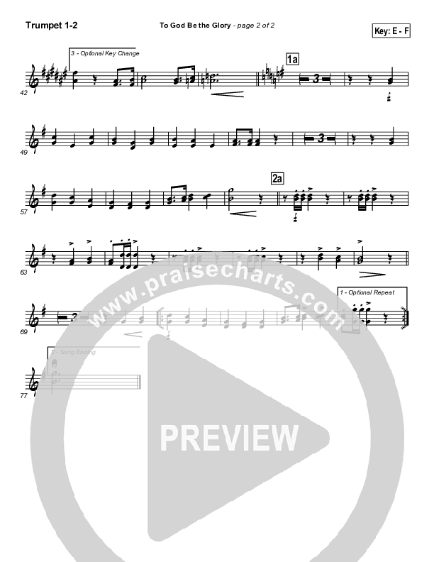 To God Be The Glory Trumpet 1,2 (Traditional Hymn / PraiseCharts)