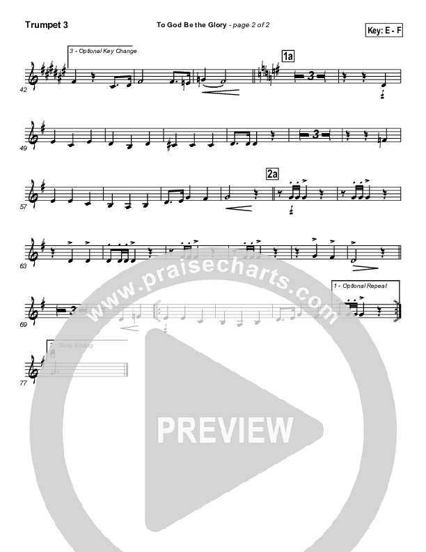 To God Be The Glory Trumpet 3 (Traditional Hymn / PraiseCharts)
