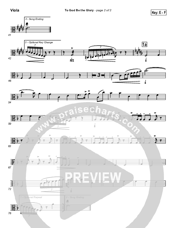 To God Be The Glory Viola (Traditional Hymn / PraiseCharts)