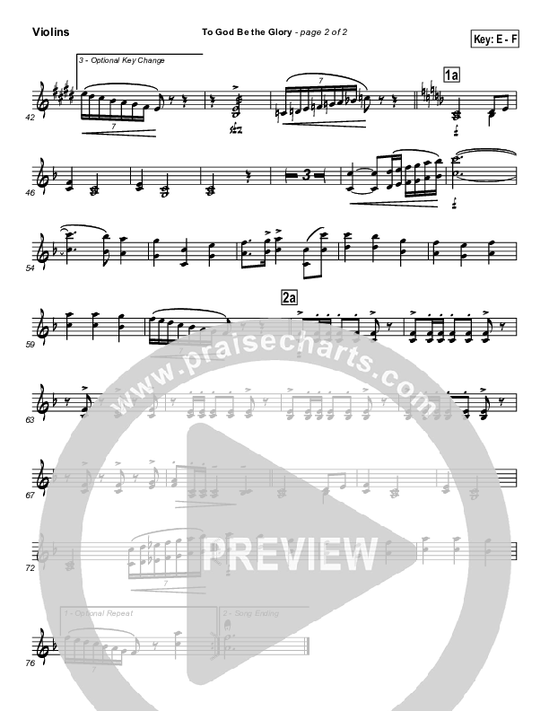 To God Be The Glory Violins (Traditional Hymn / PraiseCharts)