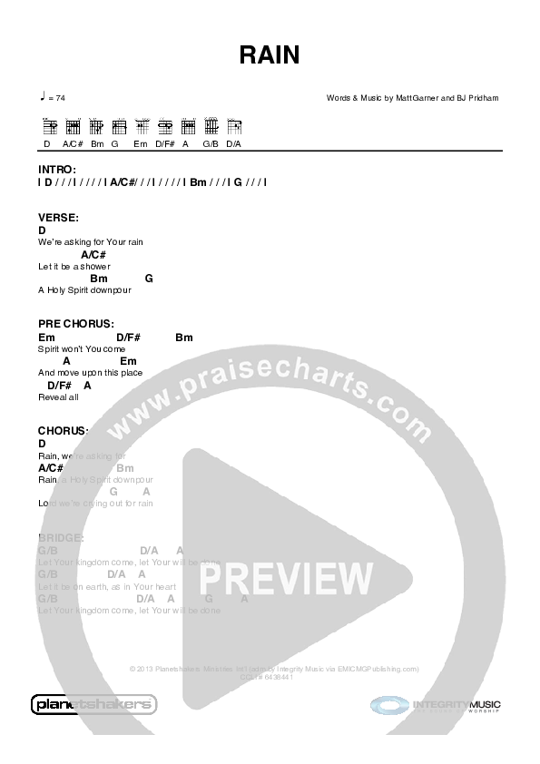 Rain Chord Chart (Planetshakers)