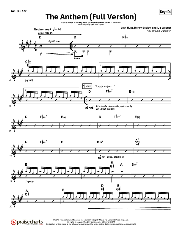 The Anthem (Full Version) (Live) Acoustic Guitar (Planetshakers)