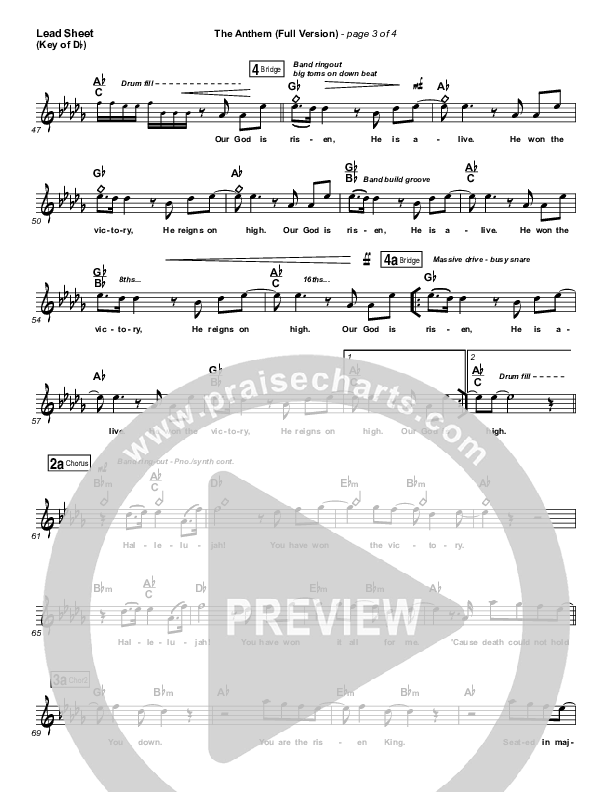 The Anthem (Full Version) (Live) Lead Sheet (Melody) (Planetshakers)