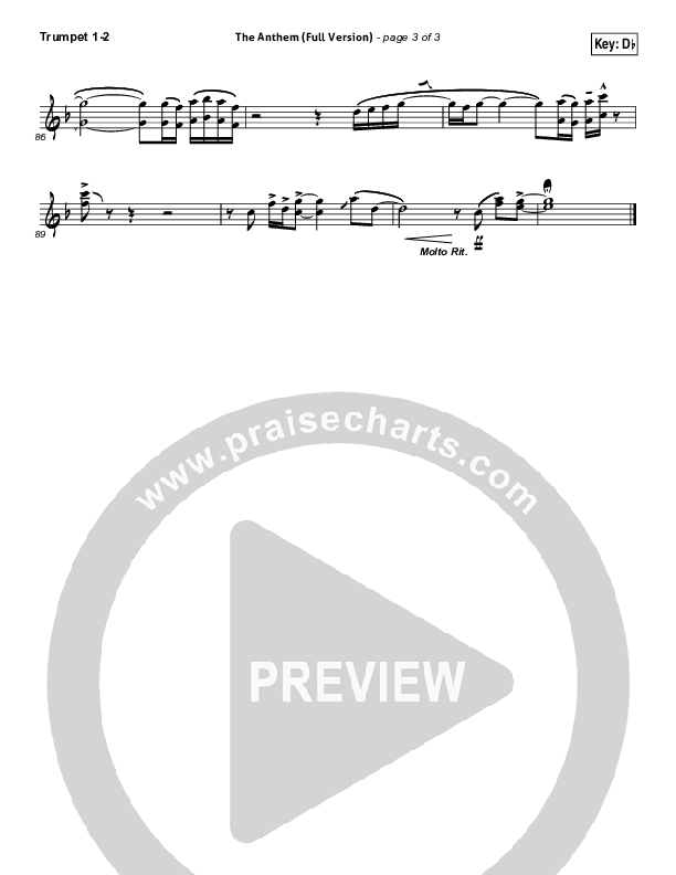 The Anthem (Full Version) (Live) Trumpet 1,2 (Planetshakers)