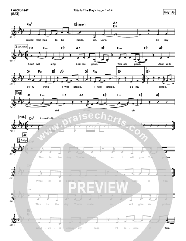 This Is The Day Lead Sheet (SAT) (Planetshakers)