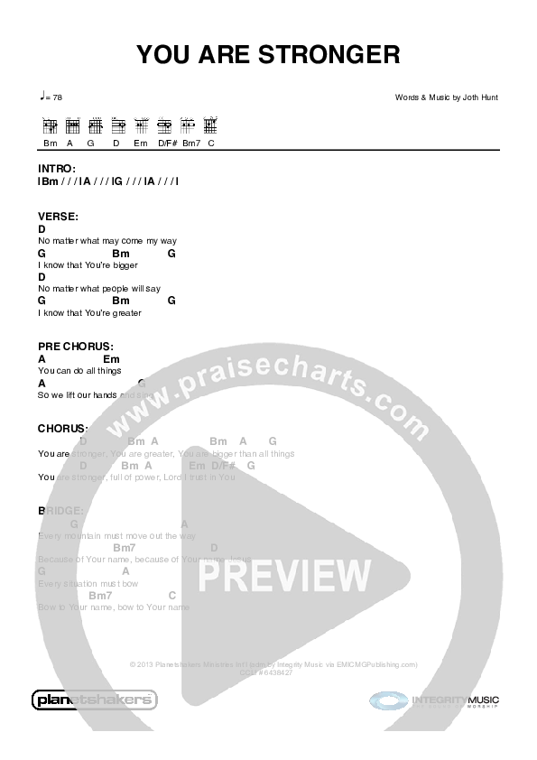 You Are Stronger Chords & Lyrics (Planetshakers)