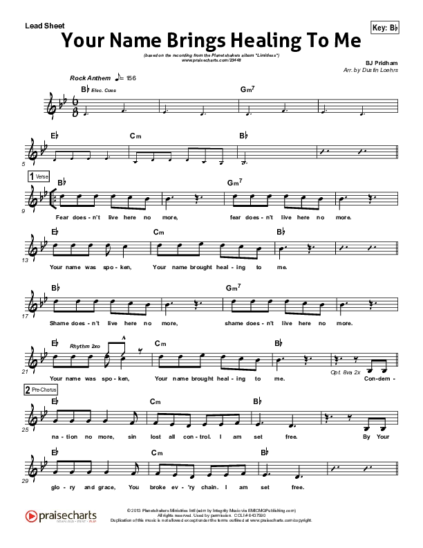 Your Name Brings Healing To Me Lead (SAT) (Planetshakers)